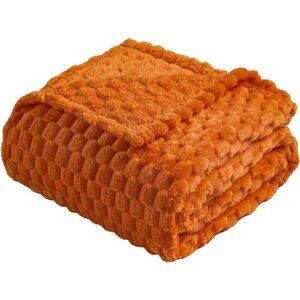 Burnt Orange Flannel Fleece Throw Blanket Fuzzy Soft Couch Sofa Bed 50x40